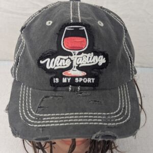 Wine Tasting Is My Sport Distressed Faded Black And Frayed White 4350 District